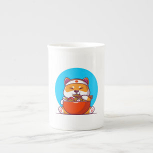 Caneca De Porcelana Shiba Cinto Comendo Ramen Noodle Cartoon-23054