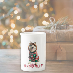 Caneca De Porcelana Siberian Husky Holiday