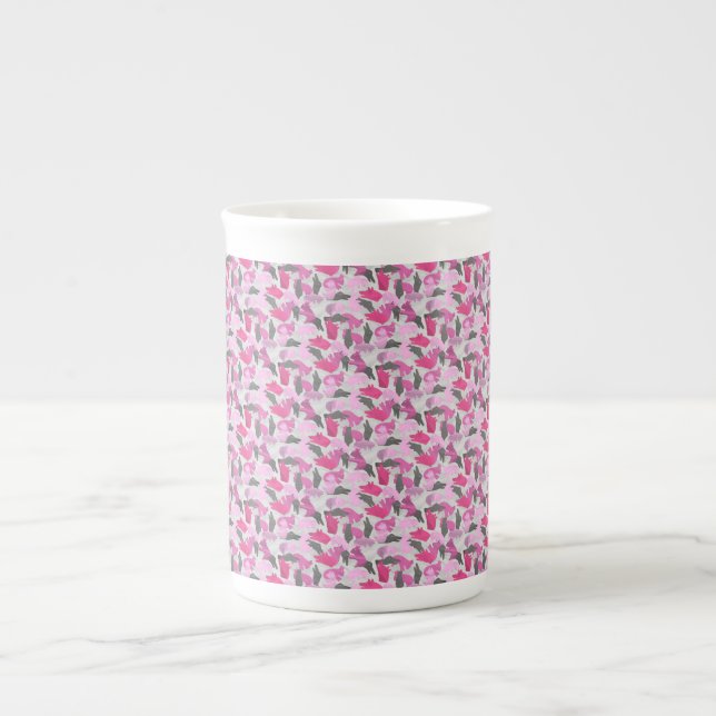 Caneca De Porcelana Silhouette Animal Camouflage - Rosa (Frente)