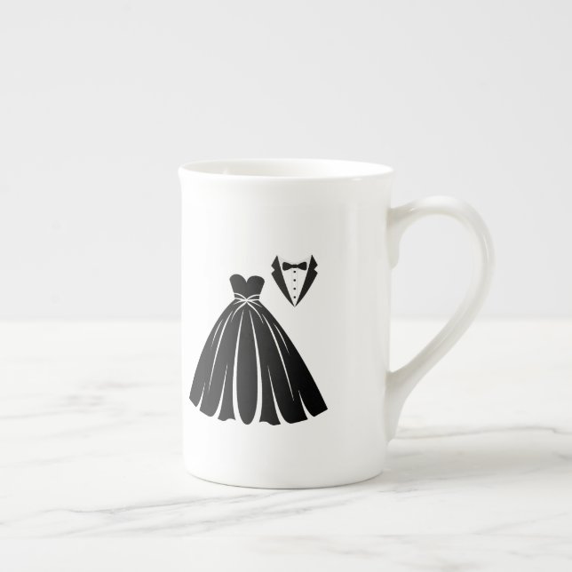Caneca De Porcelana Silhuette of Wedding Vress & Tux (Direita)