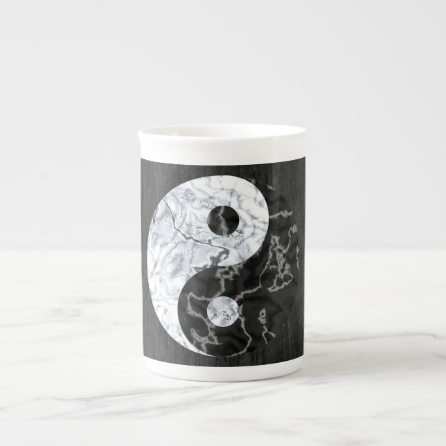 Caneca De Porcelana Símbolo de mármore de Yin Yang (Frente)