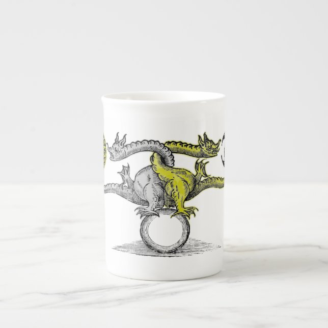 Caneca De Porcelana Símbolo do Dragão Dourado e Silver (Frente)