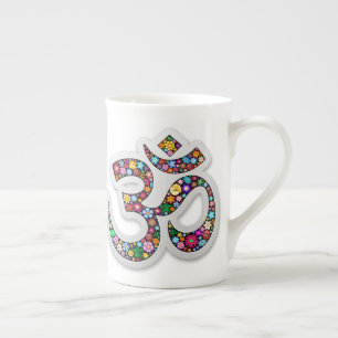 Caneca De Porcelana Símbolo Namaste Floral Yoga