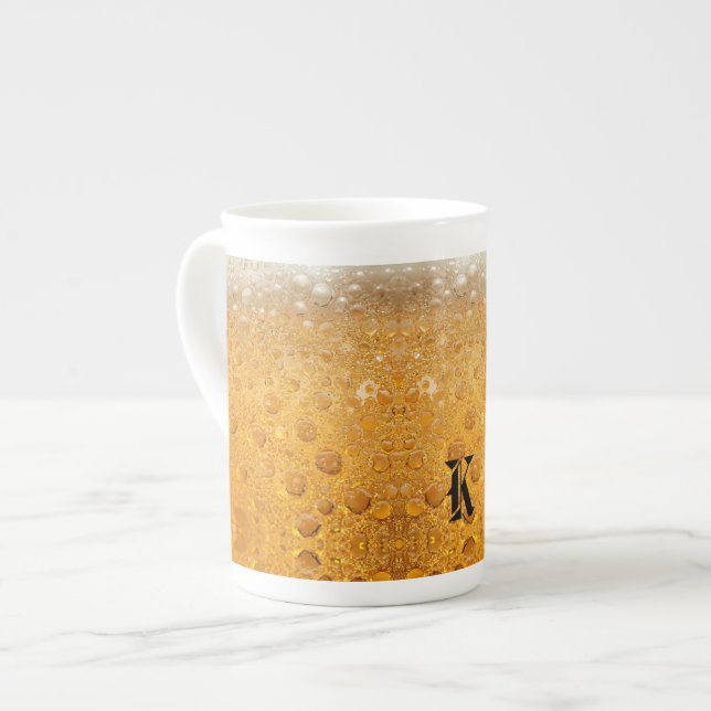 Caneca De Porcelana Simple Gold Beer Monogram Christmas party (Frente Esquerda)