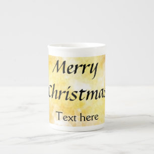 Caneca De Porcelana Simples dourado adicione seu texto feliz natal per
