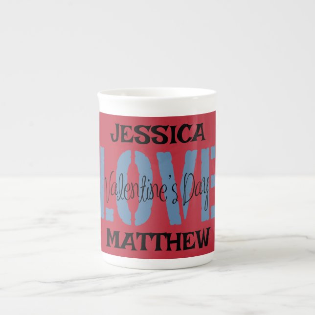 Caneca De Porcelana simples namorados rosa elegante, doce para casal (Frente)