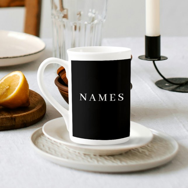 Caneca De Porcelana Simples Preto Personalizado Adicionar Seu Nome Ele (Criador carregado)