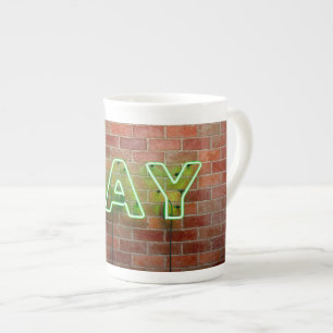 Caneca De Porcelana Sinal de néon gay iluminado SlipperyJoe brilhante