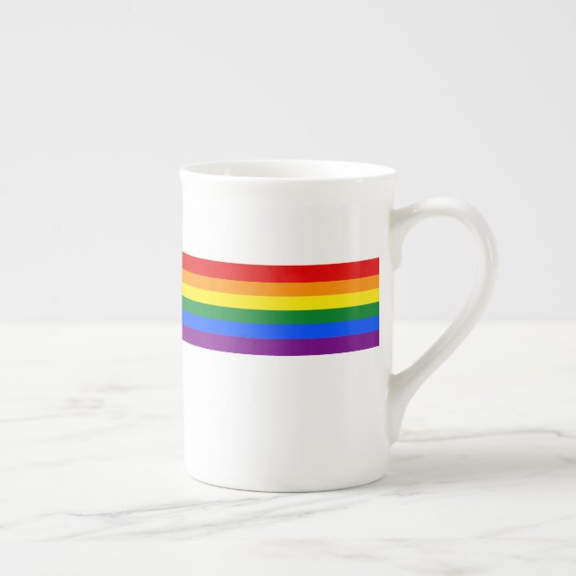 Caneca De Porcelana Sinalizador Clássico LGBTQ Orgulho gay Rainbow (Direita)