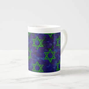 Caneca De Porcelana SlipperyJoe's Hanukkah fileiras verdes Estrelas de