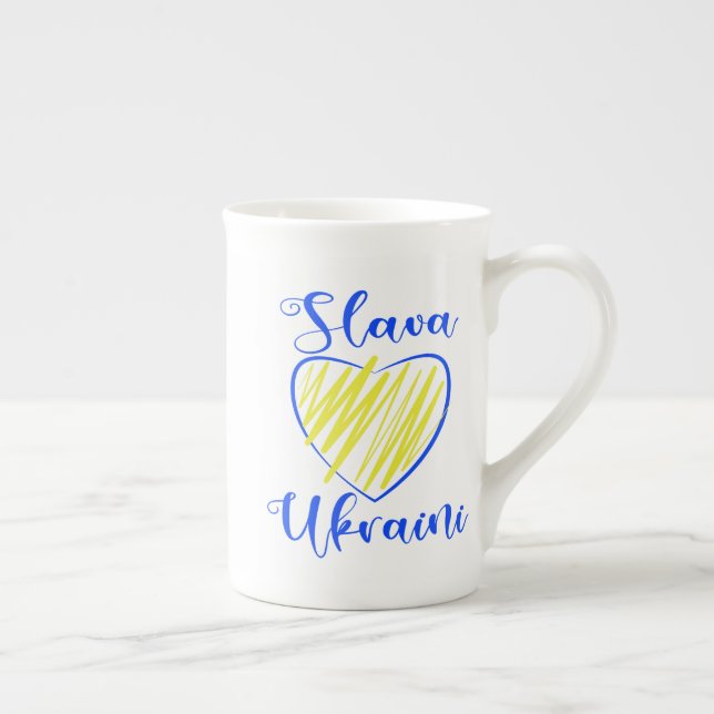 Caneca De Porcelana Slogan Slava Ucraniano Glória à Ucrânia (Direita)