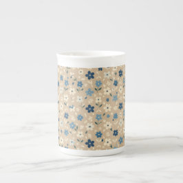 Caneca De Porcelana Small blue and white floral pattern