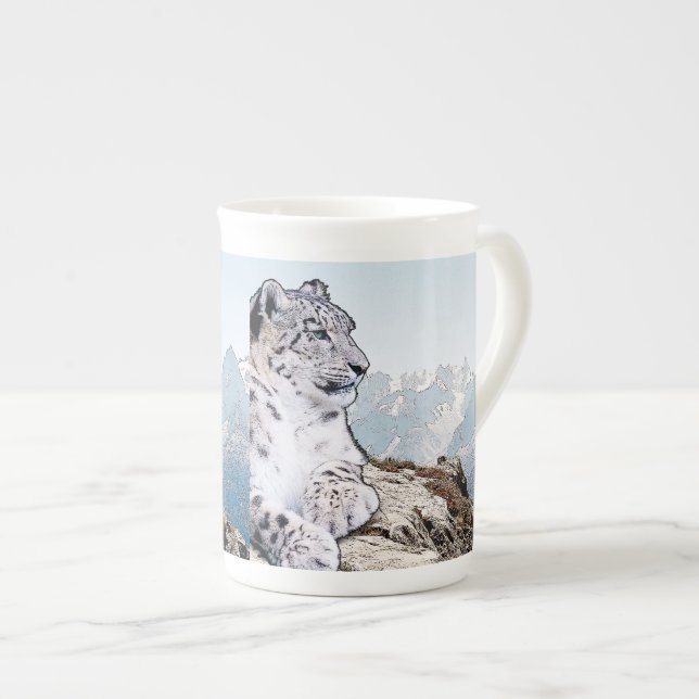Caneca De Porcelana Snow Lepard (Frente Esquerda)