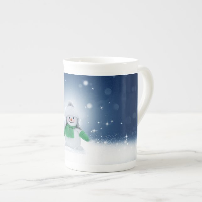 Caneca De Porcelana Snowman de inverno de Natal SlipperyJoe echarme (Frente Esquerda)