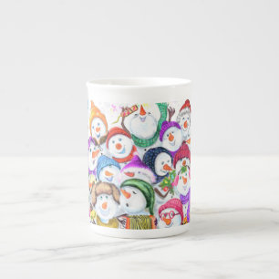 Caneca De Porcelana Snowmans Bone China Mug Natal