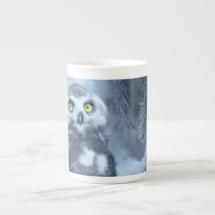 Caneca De Porcelana Snowy Owl no inverno