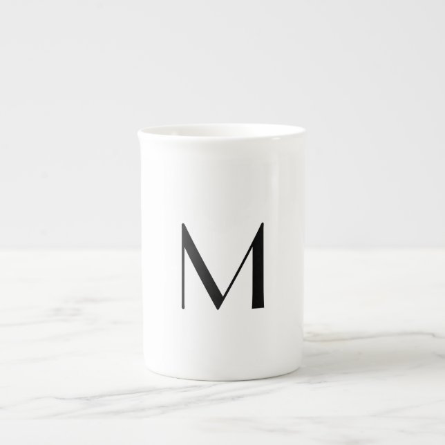 Caneca De Porcelana  solid white - add  black monogram   (Frente)