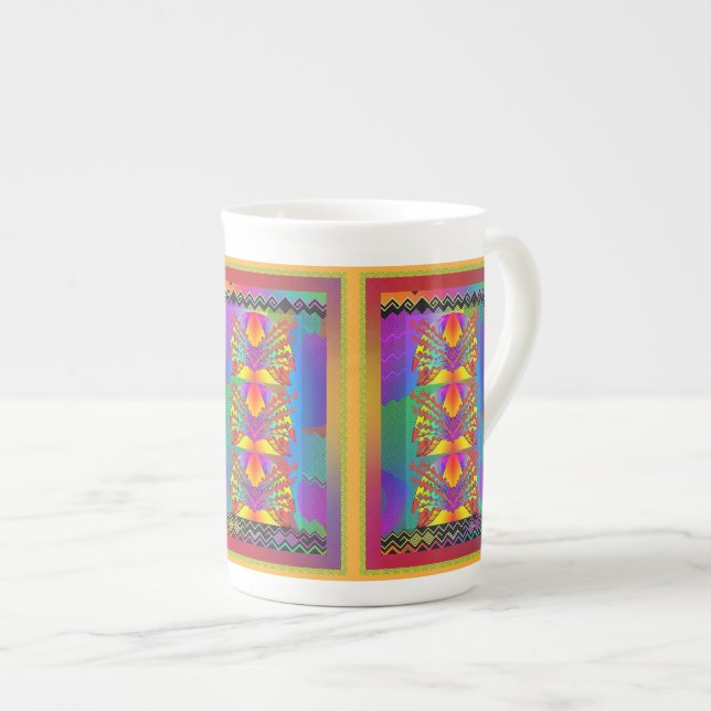 Caneca De Porcelana Sombras E Padrões (Frente Esquerda)