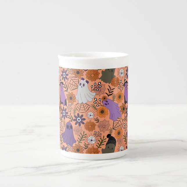 Caneca De Porcelana Spooky floral (Frente)