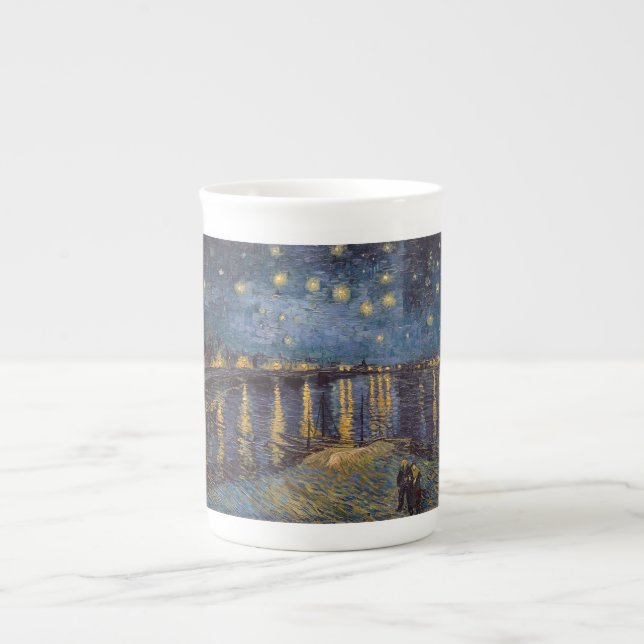 Caneca De Porcelana Starry Night Over Rhone River por Vincent Van Gogh (Frente)