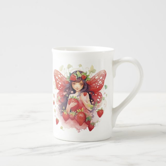 Caneca De Porcelana Strawberry Fairy Bone China Mug (Direita)