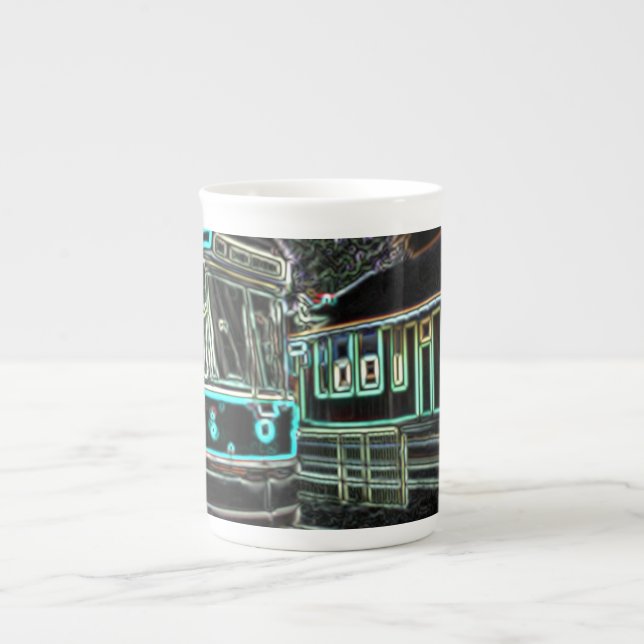 Caneca De Porcelana Streetcar na ferrovia Bone China Mug (Frente)
