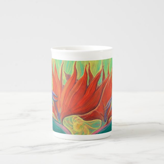 Caneca De Porcelana Strelitzia Bird of Paradise Tropical Flower Art (Frente)