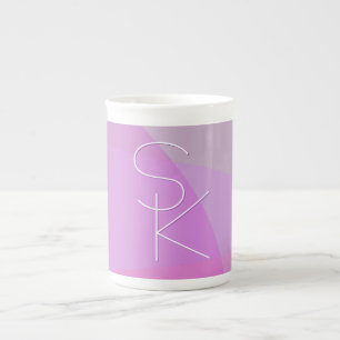 Caneca De Porcelana Suas iniciais sobrepostas Geométrico rosa modern