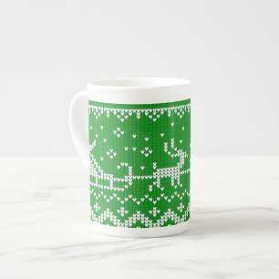 Caneca De Porcelana Suéter nojento, trenó e renas do Papai Noel