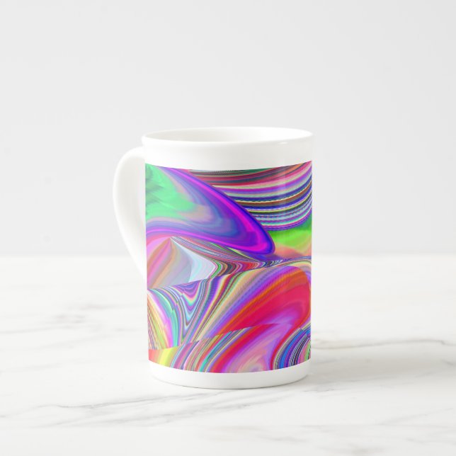 Caneca De Porcelana Summerrainbow, Abstrato 3D Rainbowart (Frente Esquerda)
