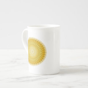 Caneca De Porcelana Sun Mandala em amarelo
