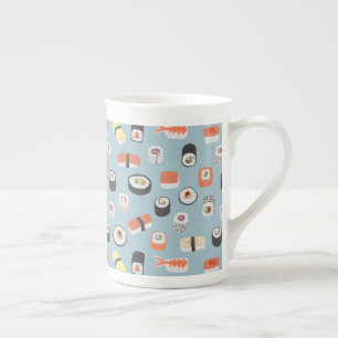 Caneca De Porcelana Sushi Nigiri Maki Roll Pattern
