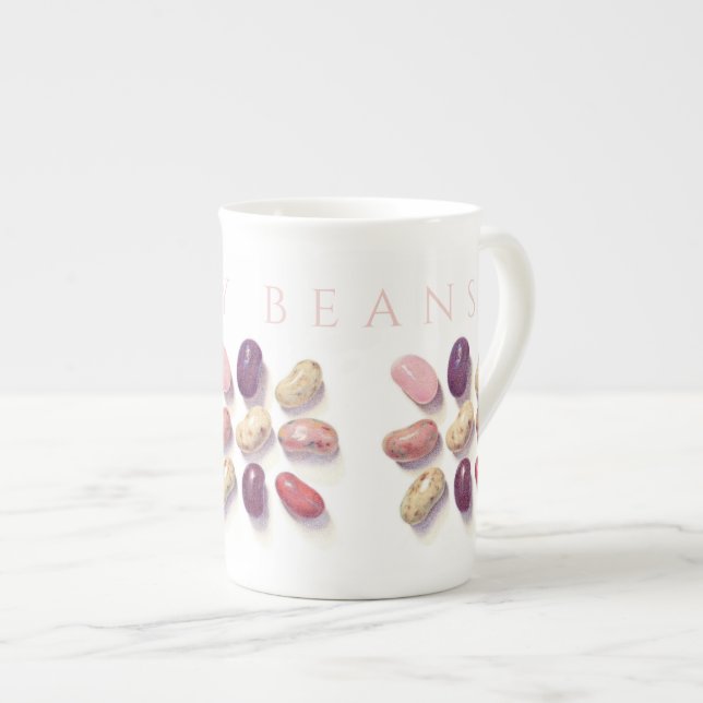 Caneca De Porcelana TAC TICO TOE JELLY BEANS Bone China Mug + Texto (Frente Esquerda)