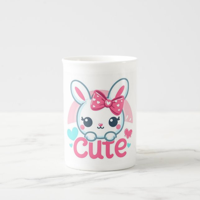 Caneca De Porcelana "Taça de Café Bunny Bliss" (Frente)