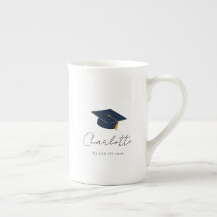 Caneca De Porcelana Tampa de Formatura Minimalista & Nome Personalizad