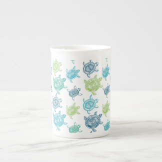 Caneca De Porcelana Tartarugas azuis e verdes