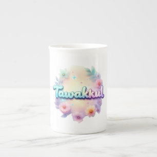 Caneca De Porcelana Tawakkul Pastel Kawaii Style Sticker - Mot Islâmic