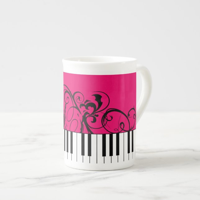 Caneca De Porcelana Teclado Piano (Frente Esquerda)