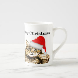 Caneca De Porcelana Tema do Cat Personalizado Mão de Natal Feliz