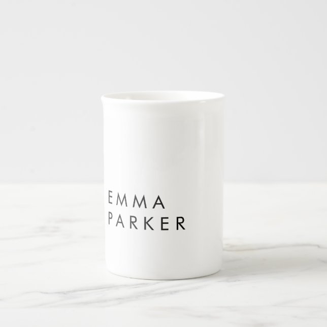 Caneca De Porcelana Tendência Branca Preta Exclusiva Adicionar Seu Nom (Frente)
