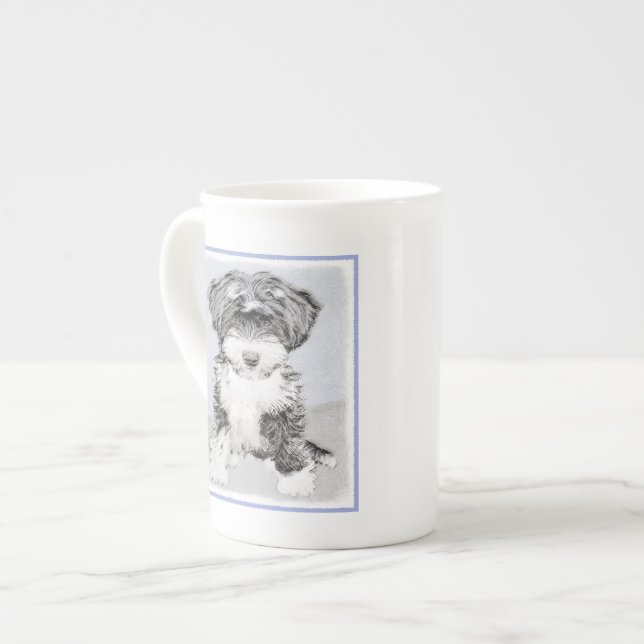 Caneca De Porcelana Terrier tibetano que pinta - arte original bonito (Frente Esquerda)