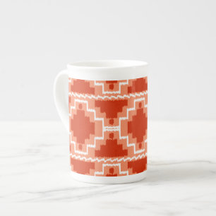 Caneca De Porcelana Teste padrão asteca de Ikat - oxidação, laranja