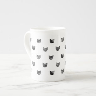 Caneca De Porcelana Teste padrão bonito chique preto e branco do gato