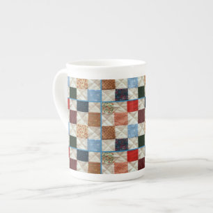 Caneca De Porcelana Teste padrão colorido da edredão de retalhos