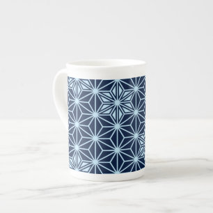 Caneca De Porcelana Teste padrão de Asanoha do japonês - azul de