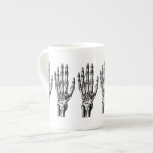 Caneca De Porcelana Teste padrão de esqueleto da mão do vintage