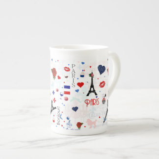 Caneca De Porcelana Teste padrão de Paris com torre Eiffel