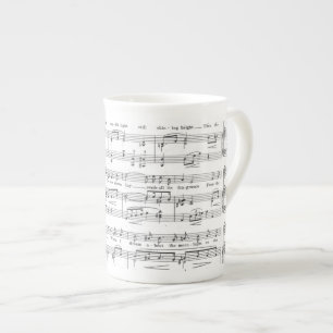 Caneca De Porcelana Teste padrão preto e branco da partitura