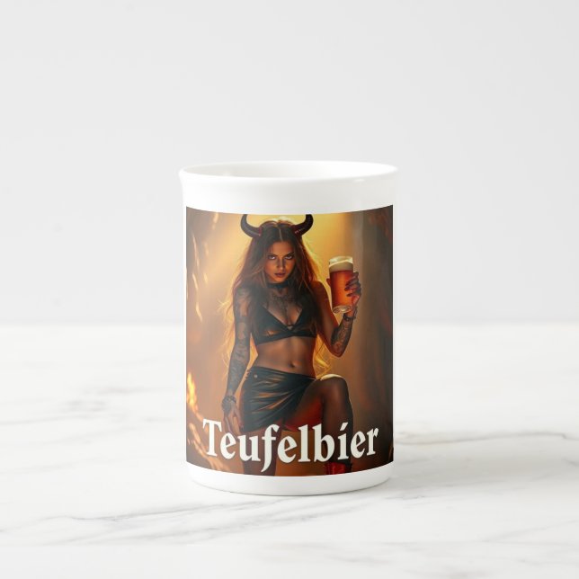 Caneca De Porcelana Teufelbier: straight from hell (Frente)