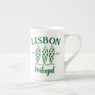 Caneca De Porcelana Texto Est de Lisboa Personalizado Branco